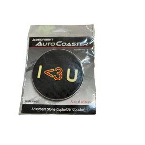 Absorbastone Absorbent Stone Cup Holder Auto Coaster I <3 U NEW Made in USA